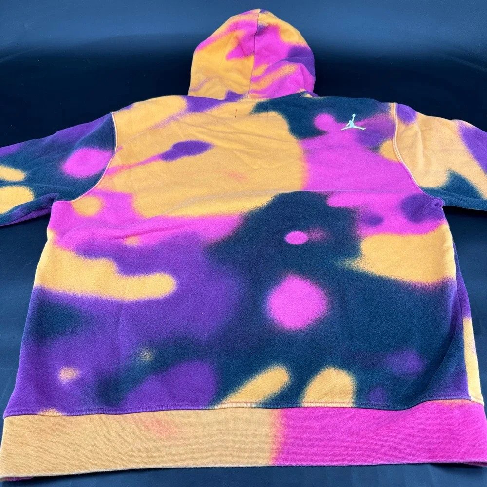 Jordan Nike Mens Tie Dye Hoodie Purple Orange Pink Jumpman Fleece Sweatshirt M - Picture 6 of 9